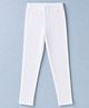 Honeyhap Premium 95% Cotton 5% Elastane Rib Knit Full Length Solid Color Leggings with Bio Finish - White