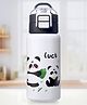 ZOE Stainless Steel Insulated Double wall Panda Printed Sipper Water Bottle White - 420 ml| Straw Sipper & Direct Drinking| Double Cap with Lock| School Water Bottle for Boys & Girls| Ideal for Travel