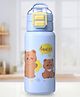 ZOE Stainless Steel Insulated Double Wall Bear Printed Sipper Water Bottle Light Blue - 420 ml| Straw & Direct Drinking| Double Cap with Lock| School Water Bottle for Boys & Girls| Ideal for Travel