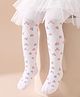 Cutewalk by Babyhug Non Terry Knit Anti-Bacterial Tights With Floral Design - White