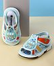 Cute Walk by Babyhug Velcro Closure Printed Musical Sandal With Vehicles Applique - Light Blue