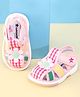 Cute Walk by Babyhug Velcro Closure Musical Sandal With Floral Applique & Checks - Pink