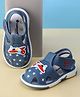 Cute Walk by Babyhug Velcro Closure Musical Sandal With Star  Print & Aeroplane Applique - Blue