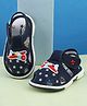 Cute Walk by Babyhug Velcro Closure Musical Sandal With Star  Print & Aeroplane Applique - Navy Blue