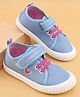 Cute Walk by Babyhug Velcro Closure Casual Shoes With Butterfly Embroidery & Glitter Print - Light Blue