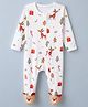 Babyoye 100% Cotton Interlock Knit with Ecojiva Finish All Over Print Full Sleeves Sleep Suit - White