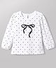 Babyhug Cotton Knit T-Shirt with Full Sleeves Polka Dot &  Bow Print - White