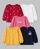 Babyhug 100% Cotton Knit T-Shirt with Full Sleeves and Cherries Print Pack of 5 in Yellow Pink Maroon