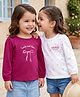Babyhug 100% Cotton Knit Full Sleeves T-Shirts with Heart & Bow Print Pack of 2 - White Dark Pink