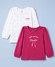 Babyhug Cotton Knit Full Sleeves T-Shirts with Heart Text & Bow Print Pack of 2 - White Dark Pink