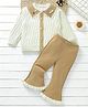 Mark & Mia Cotton Full Sleeves Sweater set with Floral & Bunny Applique - Beige