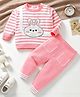 Mark & Mia Cotton Full Sleeves Striped Sweater Set with Bunny Patch - Pink