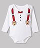 Babyoye 100% Cotton 40's Interlock Knit with Ecojiva Finish Onesie with Full Sleeves and Reindeer Applique - White