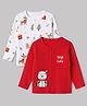 Babyoye 100% Cotton Interlock Knit Jhablas with Full Sleeves and Santa Claus Print & Eco Jiva Finish Pack of 2 - Red & White