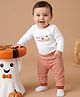 Babyoye 100% Cotton Interlock Knit Full Sleeves Printed Onesie With Striped Leggings - White