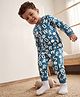 Babyhug Cotton Knit Full Sleeves Co-Ords T-Shirt & Pyjama Night Suit with Smile Forever Print - Teal Blue