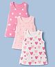 Simply Sinker Knit Sleeveless One Piece Dresses With Heart & Star Print Pack of 3 - Pink, Peach & White