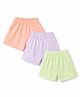 Simply Sinker Knit Knee Length Shorts with Star & Floral Print Pack of 3 - Orange Mint & Lilac