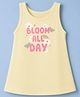 Simply Cotton Lycra Knit Sleeveless Frock with Bloom All Day Text Print - Light Yellow