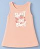 Simply Cotton Lycra Knit Sleeveless Frock with Sweet Like Berry Text Print - Pink