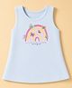 Simply Cotton Lycra Knit Sleeveless Frock with Rainbow & Text Print - Sky Blue