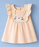 Simply Sinker Knit One Piece Dress with Cap Sleeves and Rabbit Ear Applique - Light Brown