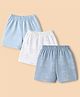 Simply Interlock Knit Knee Length Shorts with Bear Print Pack of 3 - Blue & White