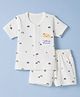Simply Interlock Knit Half Sleeves T-Shirt & Shorts Night Suit with Rainbow Patch - Offwhite