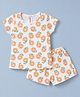 Simply Sinker Knit Half Sleeves Floral Printed T-Shirt & Shorts Co-Ords Set - White