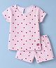 Simply Sinker Knit Half Sleeves Checkered & Strawberry Printed T-Shirt & Shorts Co-Ords Set - White