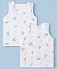 Simply Cotton Woven Sleeveless Vests With Bunny Print Pack Of 2 - White
