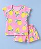 Simply Sinker Knit Half Sleeves Lemon Printed T-Shirt & Shorts Co-Ords Set - Lemon