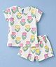 Simply Sinker Knit Half Sleeves Floral Printed T-Shirt & Shorts Co-Ords Set - White