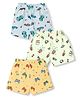 Simply Sinker Knit Knee Length Shorts with Car & Game Controller Print Pack of 3 - Mint Blue & Yellow