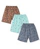 Simply Sinker Knit Knee Length Shorts with Dino & JCB Print Pack of 3 - Aqua Brown & Blue