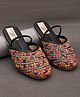 Little Palz Stone Embellished Shimmer Threadwork Detailed Sandals - Black & Multi Colour