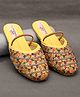 Little Palz Stone Embellished Shimmer Threadwork Detailed Sandals - Yellow & Multi Colour