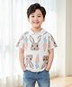 The Kids Club Cotton Woven Half Sleeves Bunny Printed Polo Tee - White