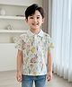 The Kids Club Cotton Woven Half Sleeves Bunny & Floral  Printed Polo Tee - White