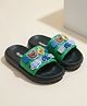 FEETWELL SHOES Teddy Cloud & Ok Text Applique Detailed Sliders - Green