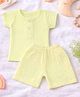 MumsLap Muslin Woven Half Sleeves Solid Shirt & Shorts Set - Yellow