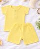 MumsLap Muslin Woven Half Sleeves Solid Shirt & Shorts Set - Yellow