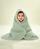 MumsLap 4 Layer Crinkled Muslin Hooded Baby Towel for Newborns and Kids Ultra Soft Absorbent Cotton Bath Towel Aqua Green L 80 x B 80 cm