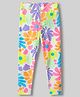 Korkak Knit Leggings Full Length Skinny Fit with Floral Print in White for 5-6 Years