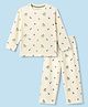 Doreme Single Jersey Knit Full Sleeves Car Printed Co-Ords T-Shirt & Pyjama Night Suit - OffWhite