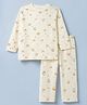 Doreme Single Jersey Knit Full Sleeves Co-ords T-Shirt & Pyjama Night Suit with Snail Print - Cream