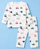 Doreme Single Jersey Knit Full Sleeves Helicopter Printed Co-Ords T-Shirt & Pyjama Night Suit - Green