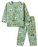 Doreme Single Jersey Knit Full Sleeves Vehicles Printed Co-Ords T-Shirt & Pyjama Night Suit - Green