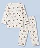 Doreme Single Jersey Knit Full Sleeves Co-Ords T-Shirt & Pyjama Night Suit with Teddy Bear Print - White