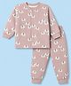 Doreme Fleece Knit Full Sleeves Winter Wear Suits With Elephant Print - Brown